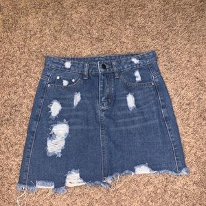 Ripped jean skirt